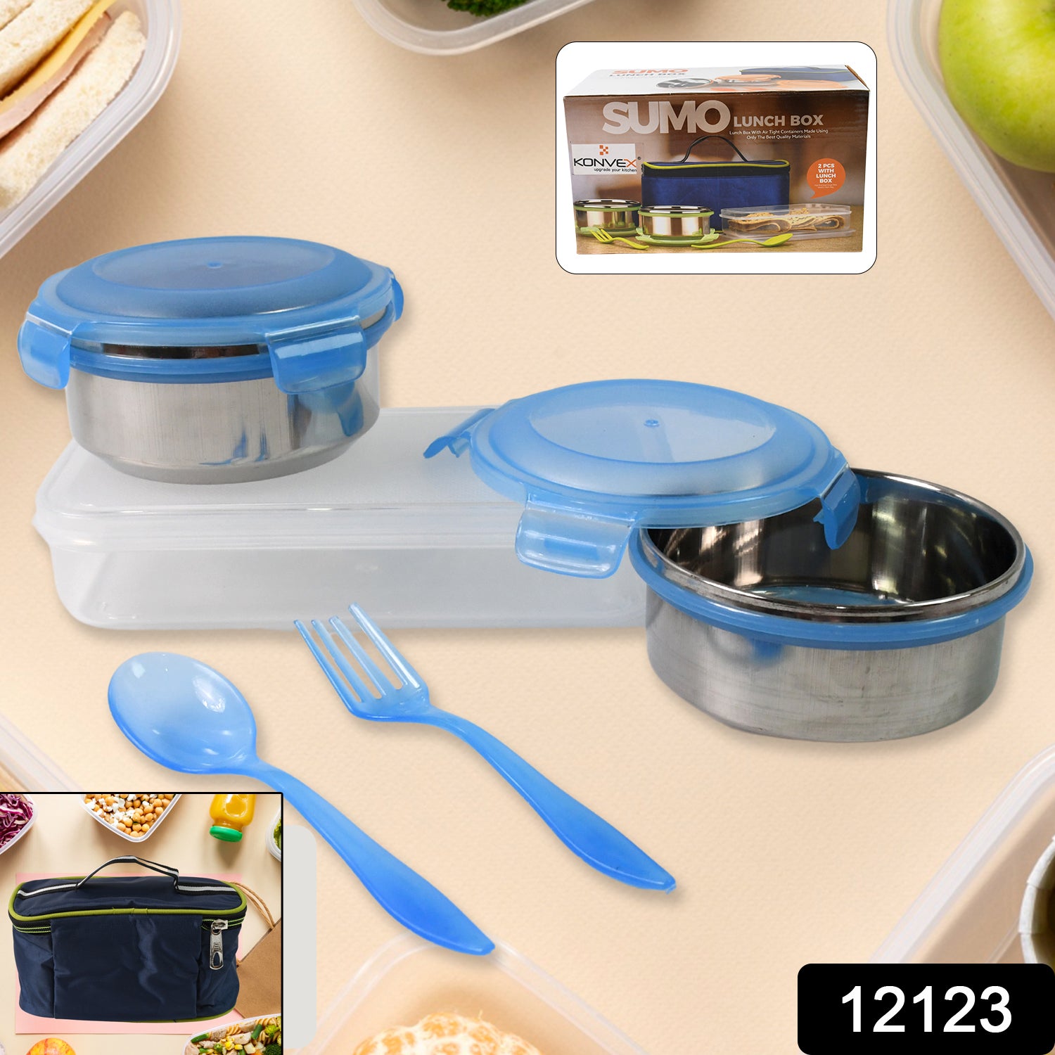 Sumo Lunch Box With Lunch Bag Plastic Lunch Box Plastic Spoon Fork (2 Pc Set With Lunch Box) Sumo Lunch Box With Lunch Bag Plastic Lunch Box Plastic Spoon Fork (2 Pc Set With Lunch Box)